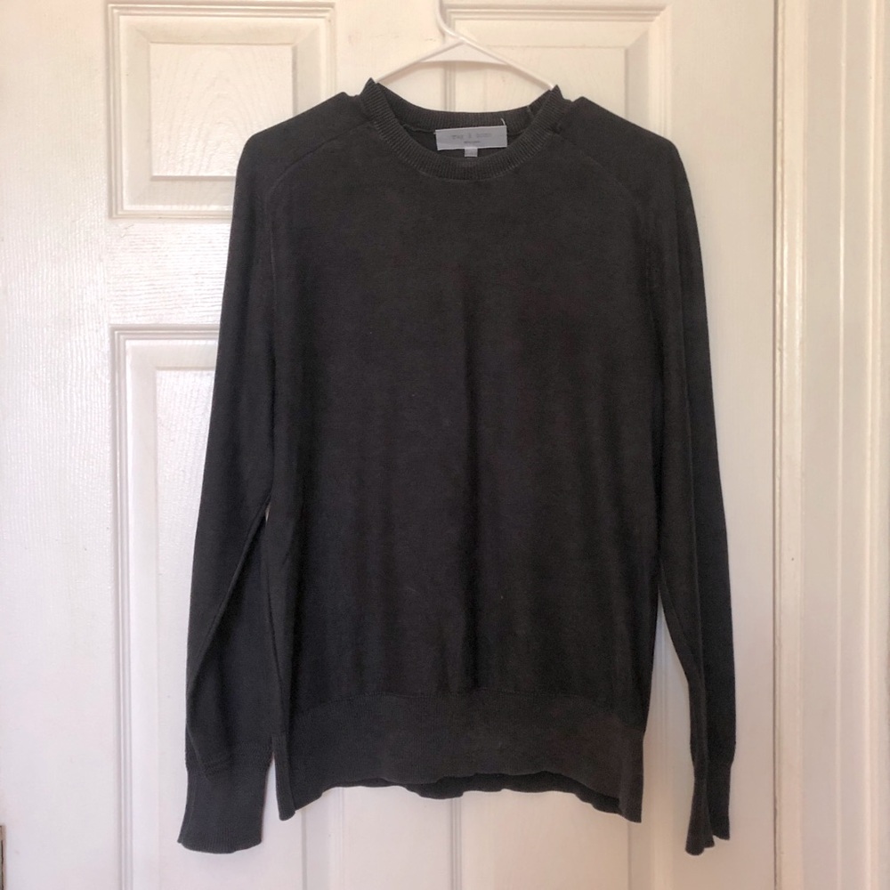 Rag & Bone Crew Sweater Washed-out Black 100% Cotton sz S detailed knit